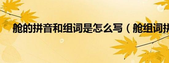 舱的拼音和组词是怎么写（舱组词拼音）