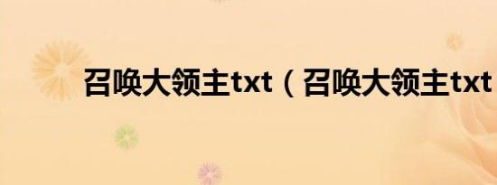 召唤大领主txt（召唤大领主txt）