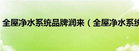 全屋净水系统品牌润来（全屋净水系统品牌）