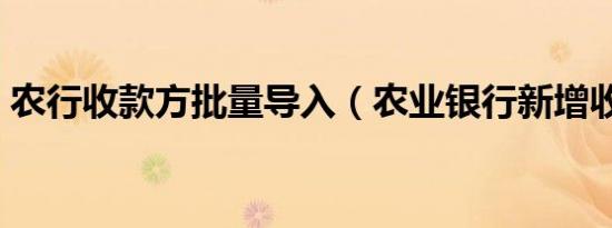 农行收款方批量导入（农业银行新增收款方）