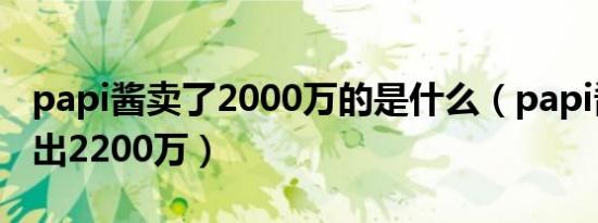 papi酱卖了2000万的是什么（papi酱广告拍出2200万）