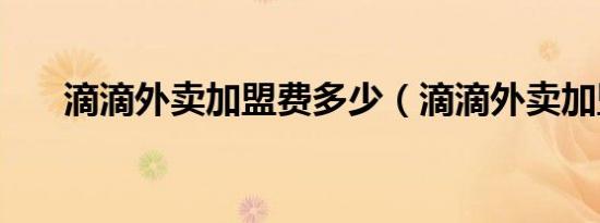 滴滴外卖加盟费多少（滴滴外卖加盟）