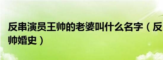 反串演员王帅的老婆叫什么名字（反串演员王帅婚史）