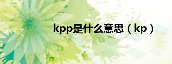 kpp是什么意思（kp）