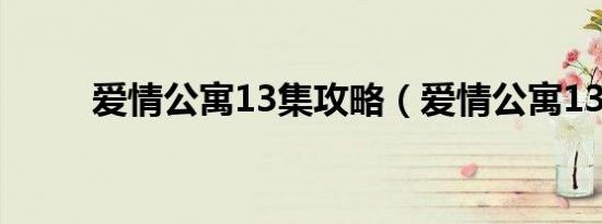 爱情公寓13集攻略（爱情公寓13）