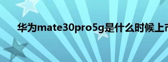 华为mate30pro5g是什么时候上市的