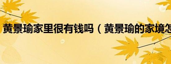 黄景瑜家里很有钱吗（黄景瑜的家境怎么样）