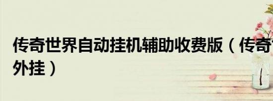 传奇世界自动挂机辅助收费版（传奇世界挂机外挂）