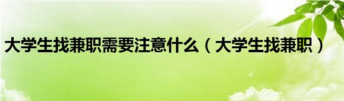 大学生找兼职需要注意什么（大学生找兼职）