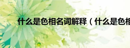 什么是色相名词解释（什么是色相）