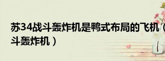 苏34战斗轰炸机是鸭式布局的飞机（苏34战斗轰炸机）