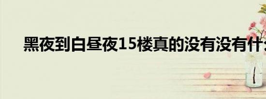 黑夜到白昼夜15楼真的没有没有什么歌