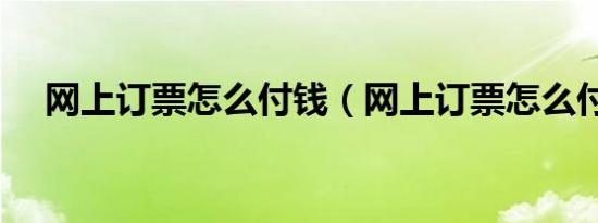 网上订票怎么付钱（网上订票怎么付款）