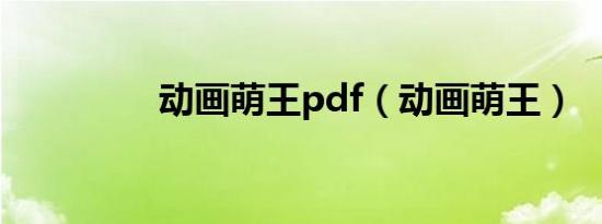 动画萌王pdf（动画萌王）