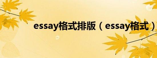 essay格式排版（essay格式）
