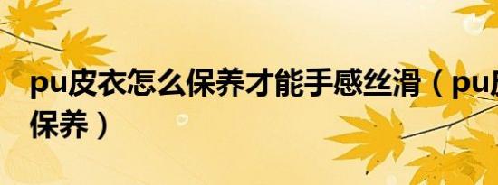 pu皮衣怎么保养才能手感丝滑（pu皮衣怎么保养）