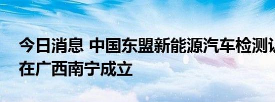 今日消息 中国东盟新能源汽车检测认证联盟在广西南宁成立