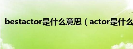 bestactor是什么意思（actor是什么意思）