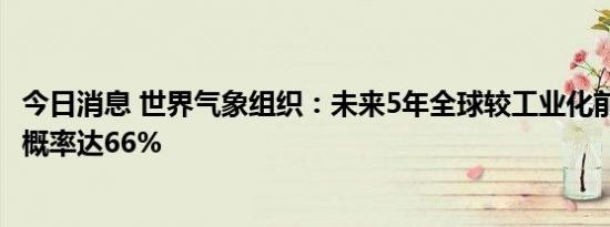 今日消息 世界气象组织：未来5年全球较工业化前升温1.5度概率达66%