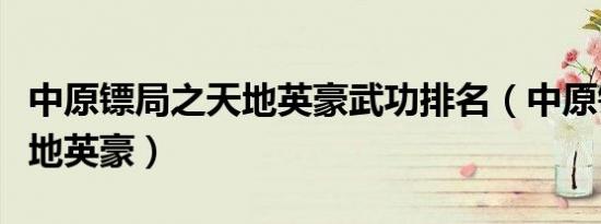 中原镖局之天地英豪武功排名（中原镖局之天地英豪）