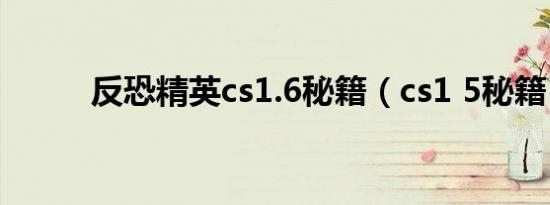 反恐精英cs1.6秘籍（cs1 5秘籍）