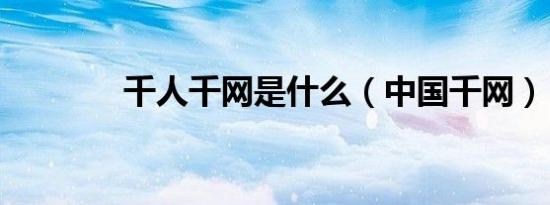 千人千网是什么（中国千网）