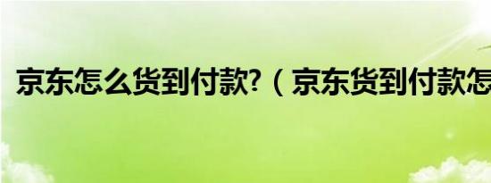 京东怎么货到付款?（京东货到付款怎么弄）