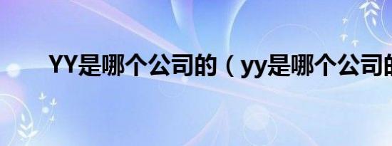 YY是哪个公司的（yy是哪个公司的）