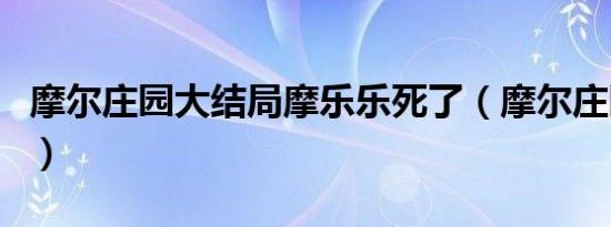 摩尔庄园大结局摩乐乐死了（摩尔庄园大结局）
