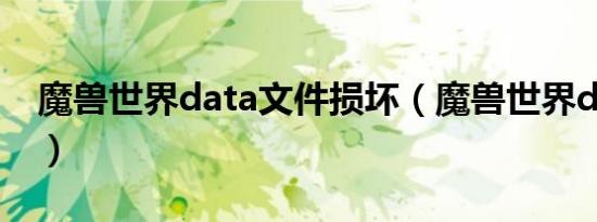 魔兽世界data文件损坏（魔兽世界data文件）