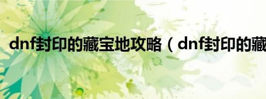 dnf封印的藏宝地攻略（dnf封印的藏宝地）