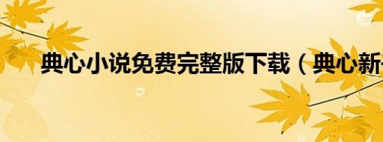 典心小说免费完整版下载（典心新书）