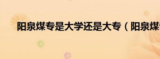 阳泉煤专是大学还是大专（阳泉煤专）