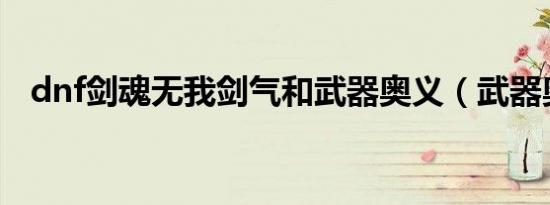 dnf剑魂无我剑气和武器奥义（武器奥义）