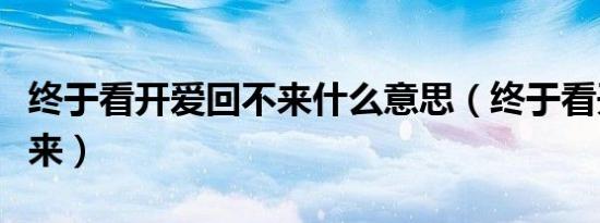 终于看开爱回不来什么意思（终于看开爱回不来）