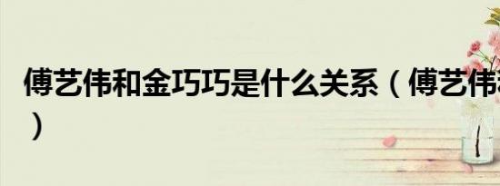 傅艺伟和金巧巧是什么关系（傅艺伟和金巧巧）