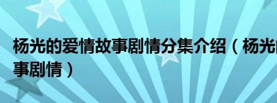 杨光的爱情故事剧情分集介绍（杨光的爱情故事剧情）