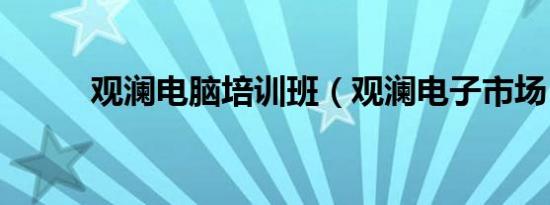 观澜电脑培训班（观澜电子市场）