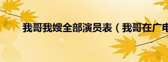 我哥我嫂全部演员表（我哥在广电）