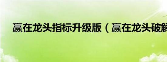 赢在龙头指标升级版（赢在龙头破解版）