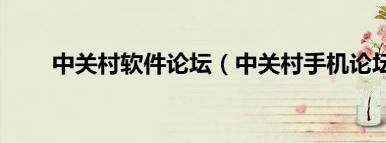 中关村软件论坛（中关村手机论坛）