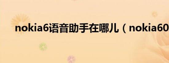 nokia6语音助手在哪儿（nokia6020）