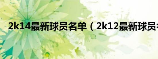 2k14最新球员名单（2k12最新球员名单）