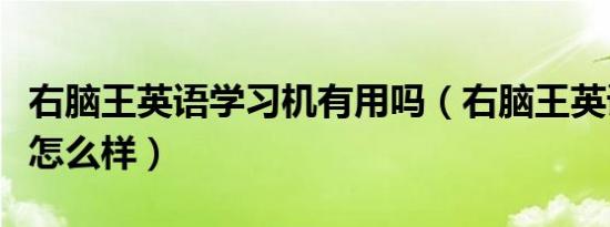 右脑王英语学习机有用吗（右脑王英语学习机怎么样）