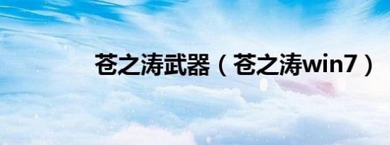 苍之涛武器（苍之涛win7）