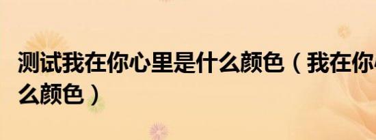 测试我在你心里是什么颜色（我在你心里是什么颜色）