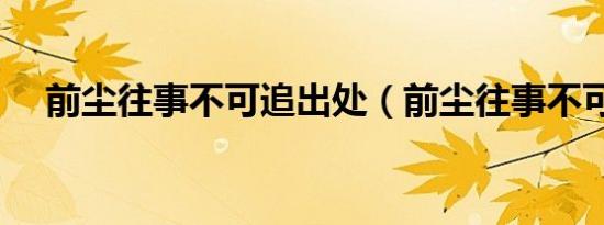 前尘往事不可追出处（前尘往事不可追）