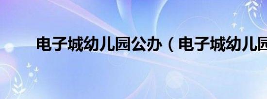 电子城幼儿园公办（电子城幼儿园）