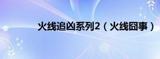 火线追凶系列2（火线囧事）