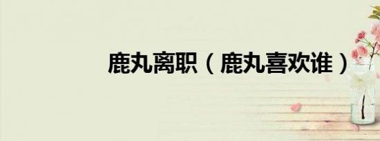 鹿丸离职（鹿丸喜欢谁）